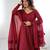 Maroon soft georgette lucknowi sequins anarkali with 4 mtr flair, stitched pant and ruffle dupatta set