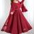 Maroon soft georgette lucknowi sequins anarkali with 4 mtr flair, stitched pant and ruffle dupatta set