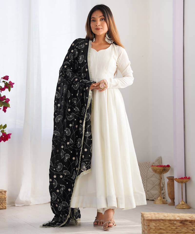 Vichitra silk anarkali with 4 mtr flair, fancy lace dupatta and stitched pant set, fully stitched ready to wear