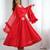 Red soft georgette lucknowi sequins anarkali with 4 mtr flair, stitched pant and ruffle dupatta set
