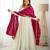 Rani pink vichitra silk anarkali , fancy lace dupatta and stitched pant set, fully stitched ready to wear