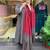 Aaysa women pure cotton embroidered grey kurta with pant and dupatta