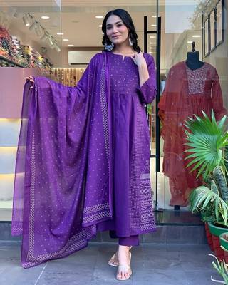 Blue Women Pure Cotton Embroidered Kurta With Pant And Dupatta 2
