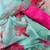 skyblue soft tabby silk blend printed with pearl handwork saree with unstitched blouse