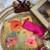yellow soft tabby silk blend printed with pearl handwork saree with unstitched blouse