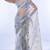 skyblue soft space silk blend with printed and coding sequence work saree with unstitched blouse 