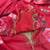 red soft tabby silk blend printed with pearl handwork saree with unstitched blouse