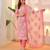 Aaysa women pure cotton embroidered pink kurta with pant and dupatta