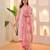 Aaysa women pure cotton embroidered pink kurta with pant and dupatta