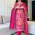 Aaysa women pure cotton embroidered pink kurta with pant and dupatta
