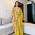 Aaysa women pure cotton embroidered yellow kurta with pant and dupatta