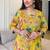 Aaysa women pure cotton embroidered yellow kurta with pant and dupatta