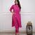 Aaysa women pure cotton embroidered pink kurta with pant