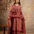 Aaysa women pure cotton embroidered maroon kurta with pant and dupatta