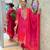 Aaysa women pure cotton embroidered pink kurta with pant and dupatta