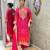 Aaysa women pure cotton embroidered pink kurta with pant and dupatta
