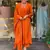 Orange Women Pure Cotton Embroidered Kurta With Pant And Dupatta