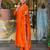Aaysa women pure cotton embroidered orange kurta with pant and dupatta