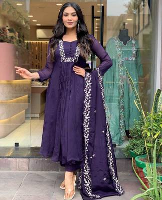Blue Women Pure Cotton Embroidered Kurta With Pant And Dupatta 1