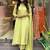 Aaysa women pure cotton embroidered green kurta with pant and dupatta