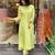 Aaysa women pure cotton embroidered green kurta with pant and dupatta