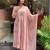 Aaysa women pure cotton embroidered pink kurta with pant and dupatta