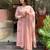 Aaysa women pure cotton embroidered pink kurta with pant and dupatta