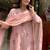 Aaysa women pure cotton embroidered pink kurta with pant and dupatta