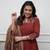 Aaysa women pure cotton embroidered red kurta with pant and dupatta