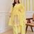Aaysa women pure cotton embroidered yellow kurta with pant and dupatta