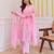 Aaysa women pure cotton embroidered pink kurta with pant and dupatta