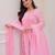 Aaysa women pure cotton embroidered pink kurta with pant and dupatta