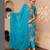 Aaysa women pure cotton embroidered blue kurta with pant and dupatta