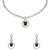 Silver plated cubic zirconia american diamond necklace & earrings jewellery set for women