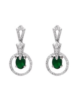 Silver plated cubic zirconia american diamond necklace & earrings jewellery set for women 4