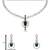 Silver plated cubic zirconia american diamond necklace & earrings jewellery set for women