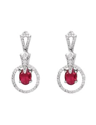 Silver plated cubic zirconia american diamond necklace & earrings jewellery set for women 4