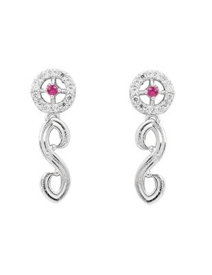 Silver plated cubic zirconia american diamond necklace & earrings jewellery set for women 4