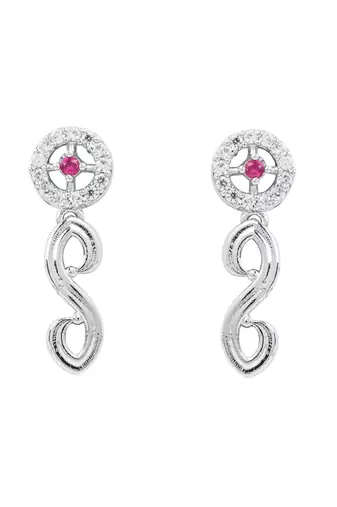 Silver plated cubic zirconia american diamond necklace & earrings jewellery set for women