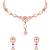 Rose gold plated cubic zirconia american diamond necklace & earrings jewellery set for women
