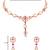 Rose gold plated cubic zirconia american diamond necklace & earrings jewellery set for women