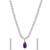 Silver plated cubic zirconia american diamond necklace & earrings jewellery set for women