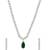 Silver plated cubic zirconia american diamond necklace & earrings jewellery set for women