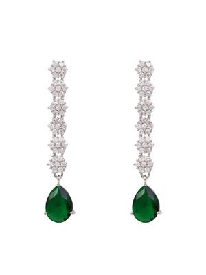 Silver plated cubic zirconia american diamond necklace & earrings jewellery set for women 4