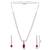 Silver plated cubic zirconia american diamond necklace & earrings jewellery set for women