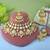 Dual pink & pista green color kundan necklace set for festive look