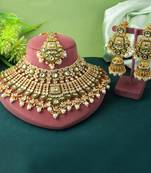 Handcrafted white color kundan necklace set with classic detailing
