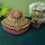Traditional green color kundan necklace set with golden accents