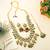 Bridal maroon & green color kundan necklace set with stone design