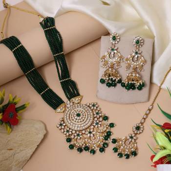 Green color kundan necklace set 1